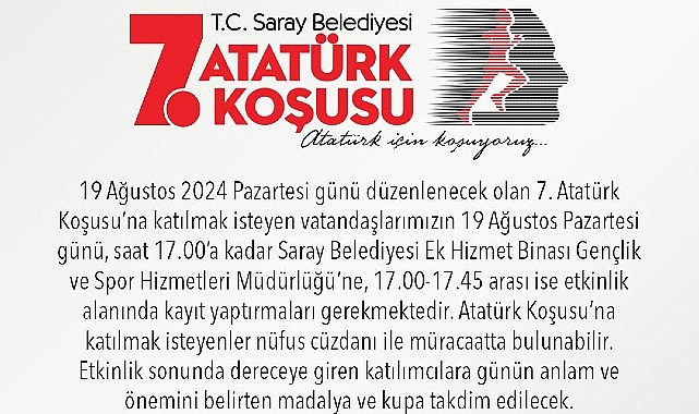 7. Atatürk Koşusu – SPOR kayıtları başladı